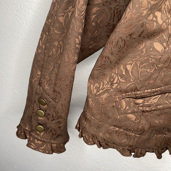 Coldwater creek open damask jacket size PXL tonal brown metallic - Picture 4 of 8
